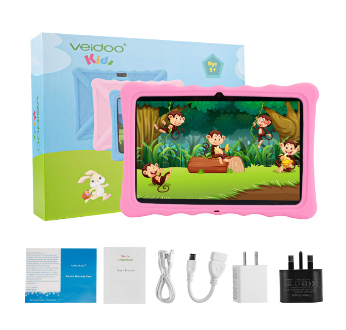 Veidoo Children's Tablet 10.1 Inch Android Tablet, 2GB RAM 32GB ROM, WiFi, HD Screen, iWawa Parental Control, Google Play, Shockproof Bag, Learning Tablet (Pink) - Image 2