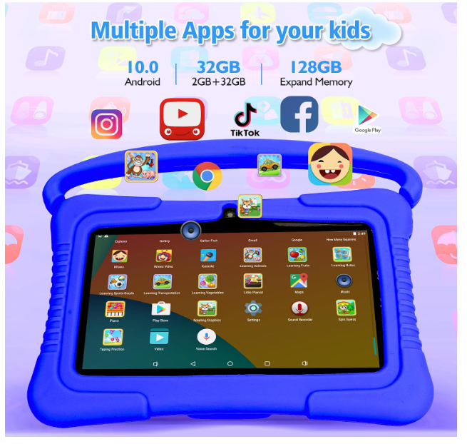 Veidoo Android Kids Tablet, 7 inch IPS Screen, 2GB RAM 32GB ROM, Safety Eye Protection, Education, Tablet for Toddle with WiFi, Games, Parental Control APP (Dark Blue) - Image 2