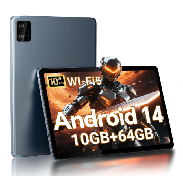 DigiLand 2025 Android Tablets, 10.1 inch Android 14 Tablet, Octa Core Processor, 10GB + 64GB(256GB Expand), 800 * 1280 IPS, 6000mAh Battery, 5MP+8MP, WiFi 5 & Bluetooth for Christmas, Xmas