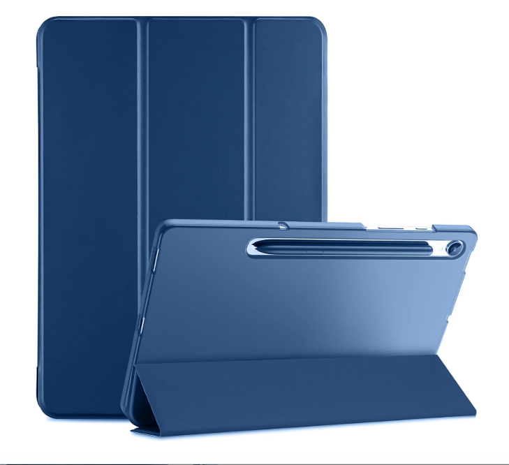 MOCA Smart Case for Galaxy Tab S10 Lite 10.9 / S10 FE / S9 FE/Tab S9 11", Slim Tri-Fold Stand Cover, Clear Back, S Pen Charging, Auto Wake/Sleep (Navy Blue)