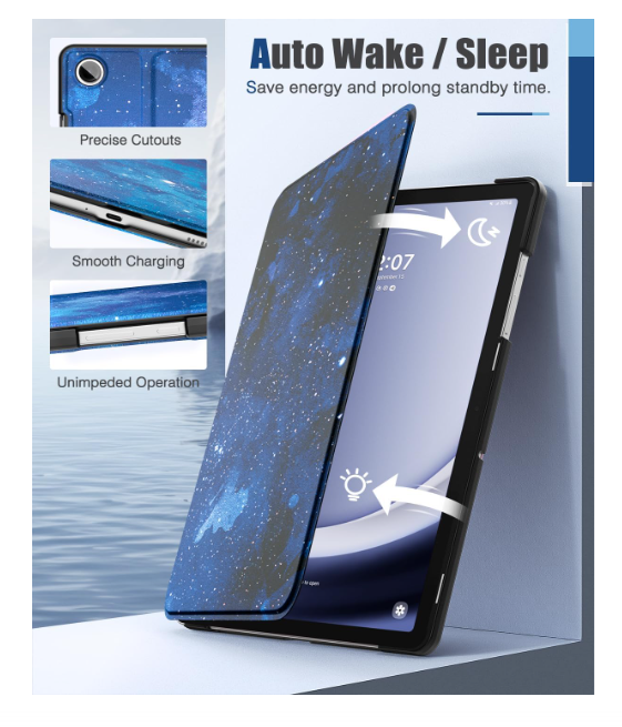MOCA Case for Samsung Galaxy Tab A11+/ A11 Plus/ A9+/ A9 Plus 11-Inch 2026/2024, Multi-Angle Slim Hard Back Shell Protective Cover Case with Auto Wake/Sleep Function (Starry Sky) - Image 2