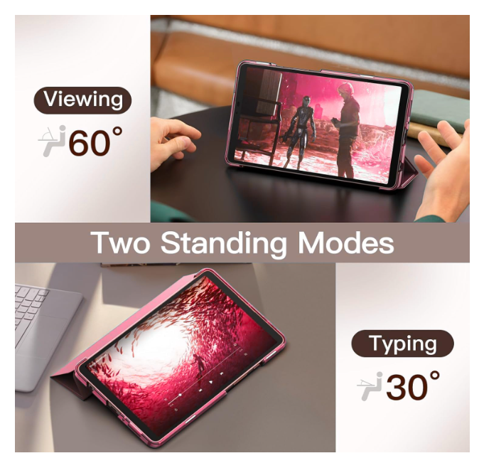 MOCA Cover for Samsung Galaxy Tab A11 8.7 inch/Tab A9 8.7 inch, Flip Stand Case with Transparent Back, Slim Magnetic Trifold Smart Cover, Shockproof Soft TPU Protective Tablet Case (Watermelon) - Image 2