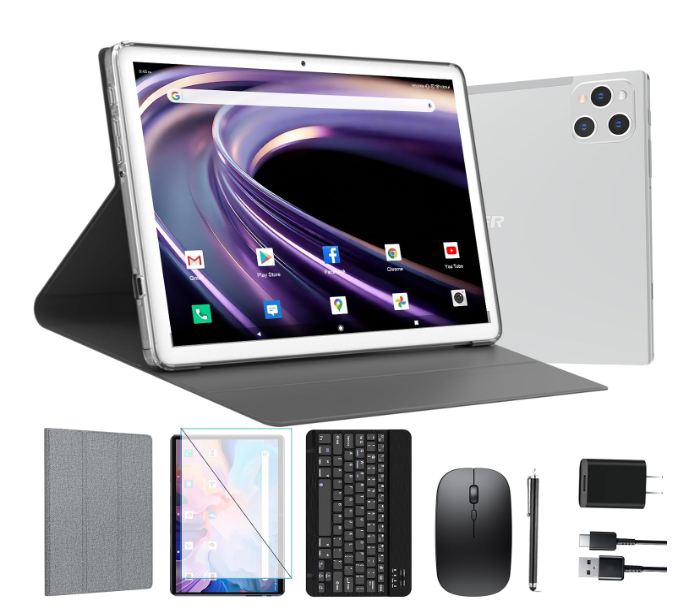 ANTEMPER Tablet, 10" Android Tablet with 128GB ROM, 16GB RAM (up to 2TB), Octa-Core Processor, 5G WiFi Tablet, with Keyboard and Mouse Case, 13MP + 8MP Camera, IPS Battery