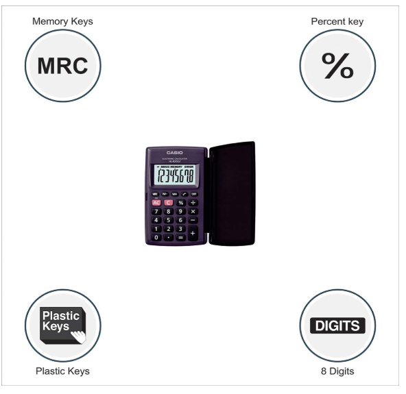 Casio HL820LV-BK Portable Calculator with Flip Cover - Image 2