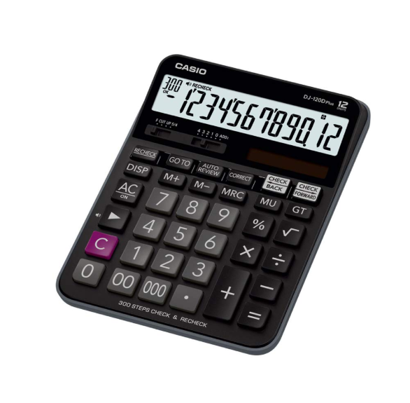 Casio DJ-120D Plus 300 Steps Check and Correct Desktop Calculator with Bigger Screen/Keys (12 Digit)