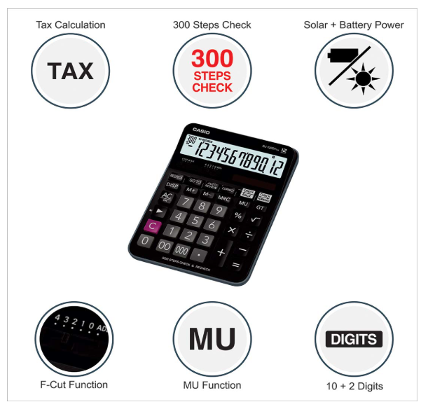 Casio DJ-120D Plus 300 Steps Check and Correct Desktop Calculator with Bigger Screen/Keys (12 Digit) - Image 2