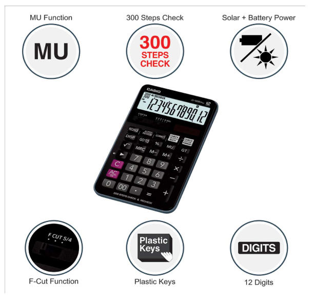 Casio JJ-120D Plus 300 Steps Check & Correct Desktop Calculator with On Display Indication of Active Constant (K) - Image 2