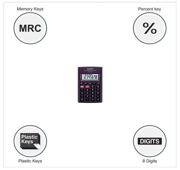 Casio HL-4A Portable Calculator, Extra Small Size - Image 2