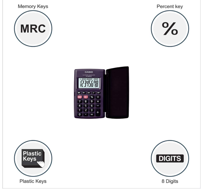 Casio MJ-12VCb-BU 300 Steps Check & Correct Colourful Desktop Financial Calculator (Blue) & Casio HL820LV-BK Portable Calculator with Flap Cover - Image 3