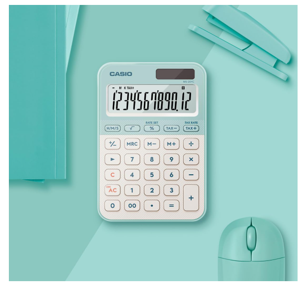 Casio MS-20YC Stylish and Colourful 12-Digit Mini Desktop Tax Calculator, Light Green - Image 2