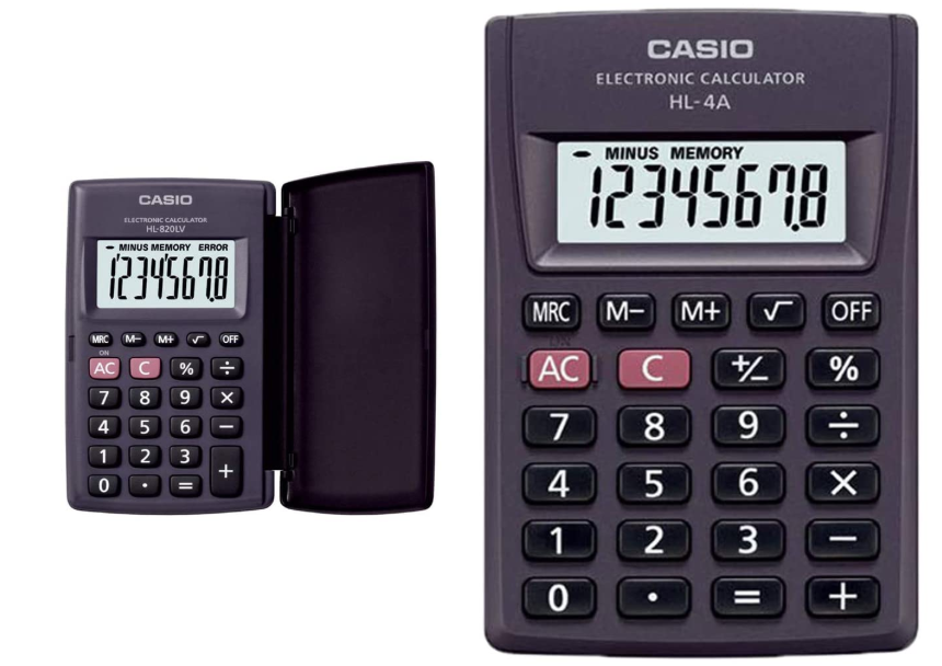 Casio HL820LV-BK Portable Calculator with Flap Cover & Casio HL-4A Portable Calculator, Extra Small Size
