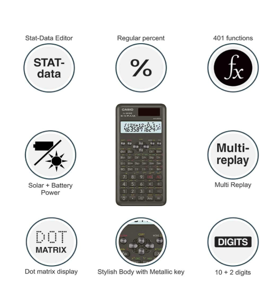 Casio FX-991MS 2nd Gen Scientific Calculator & Casio FX-82MS 2nd Gen Scientific Calculator, Black - Image 2