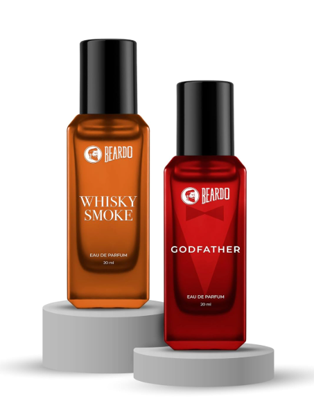 Beardo Godfather & Whiskey Smoke Masculine Fragrance Combo (20ml x 2) | Strong, Long-Lasting Perfume Set | Premium Gift for Men | Long Lasting Fragrance | Gift for Men | Gift for Friend