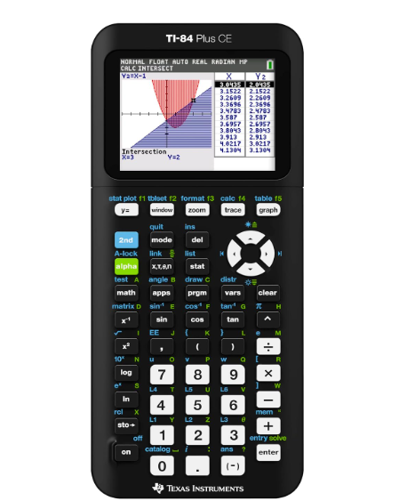 Texas Instruments TI-84 Plus CE Graphing Calculator, Black 7.5 Inch Computer version included, USB charging, Full color, Faster than TI-84 Plus