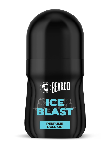 Beardo Ice Blast Perfume Roll-On, 50ml for Men | Long-Lasting Menthol Freshness with Musk & Woody Notes | Perfumed Antiperspirant for Odour Protection | No Sweat, Cooling Effect, All-Day Freshness