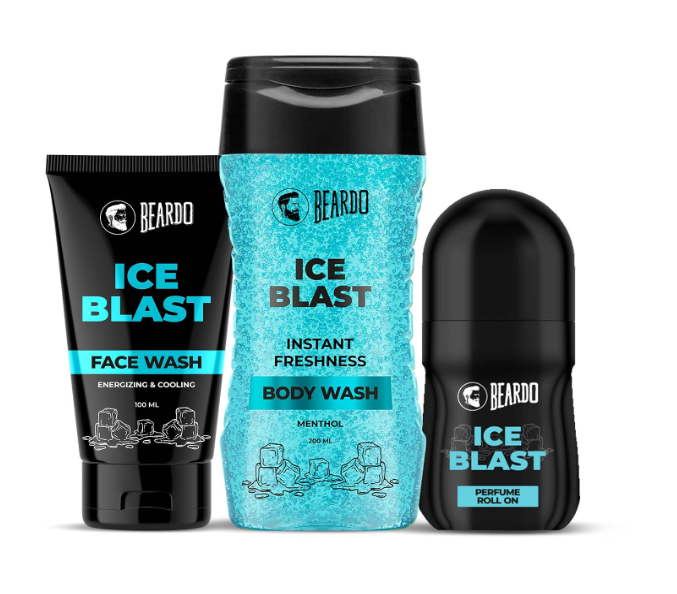Beardo Ice Blast Body Wash 200ml , Ice Blast Perfume Roll On 50ml & Ice Blast Face Wash 100ml | Refreshing Menthol Cooling Instant Icy Cool Freshness Body Wash ,Roll on & Facewash | Summer Kit for Men | Set of 3 - Image 2