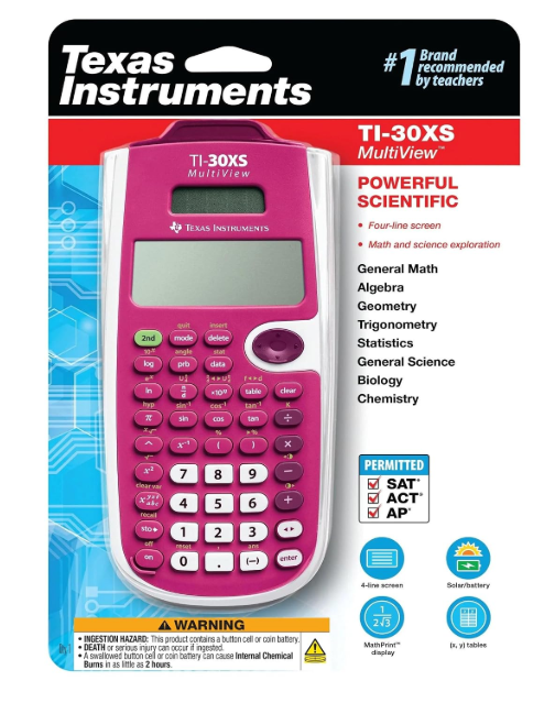 Texas Instruments TI-30XS MultiView Scientific Calculator, Pink