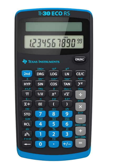 Texas Instruments TI-30 ECO RS FC Schulrechner (Einzeiliges 10-Stelliges Display, Solarbetrieb) Schwarz
