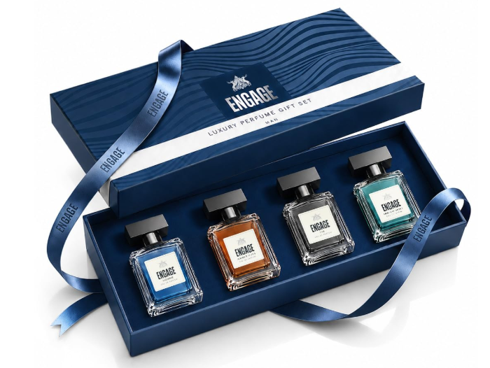 Engage Luxury Perfume Gift Set for Men 80ml (20ml x 4) |4 Unique EDP Fragrances| Long Lasting |Travel Size Perfume Combo|Birthday, Anniversary, Wedding Gift|No Parabens|Dermat-Tested