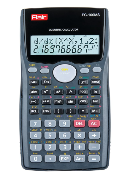 Flair FC-100MS Desktop Series Scientific Calculator | 300 Functions with 40 Scientific Calculations | Two Line Display | 10 + 2 Digits Calculator | for Student & Financial Work | Black, Pack of 1