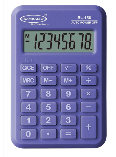 Bambalio 8 Digits BL-150 Pocket Size Electronic Calculator 3 Years Warranty. (Purple)